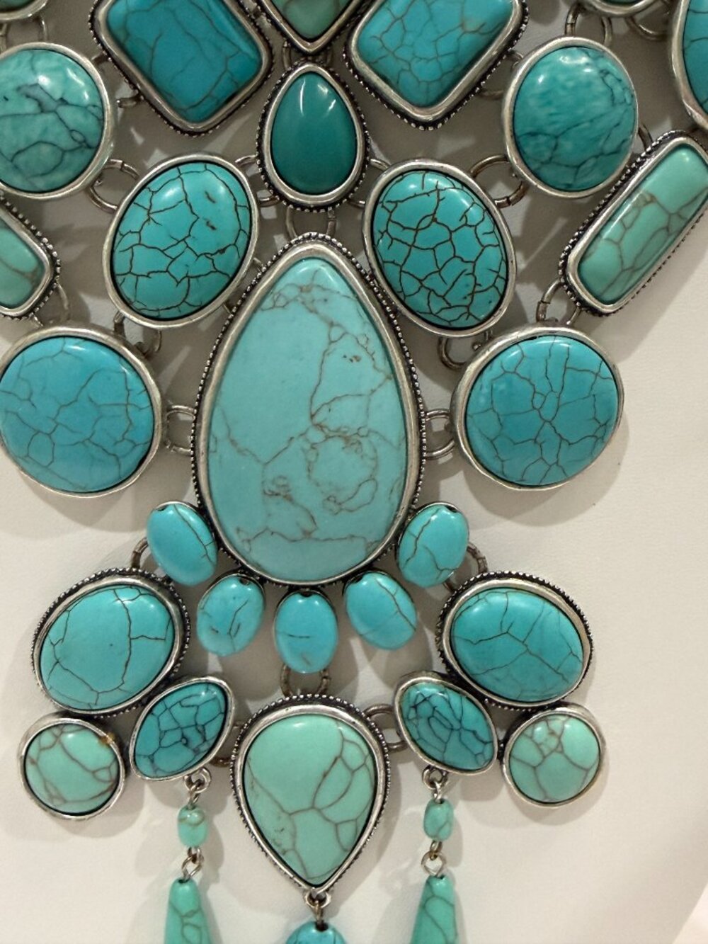 Chicos Collectibles Turquoise Stone Faux Matrix Multi Strand Bib Collar Necklace - Picture 7 of 10